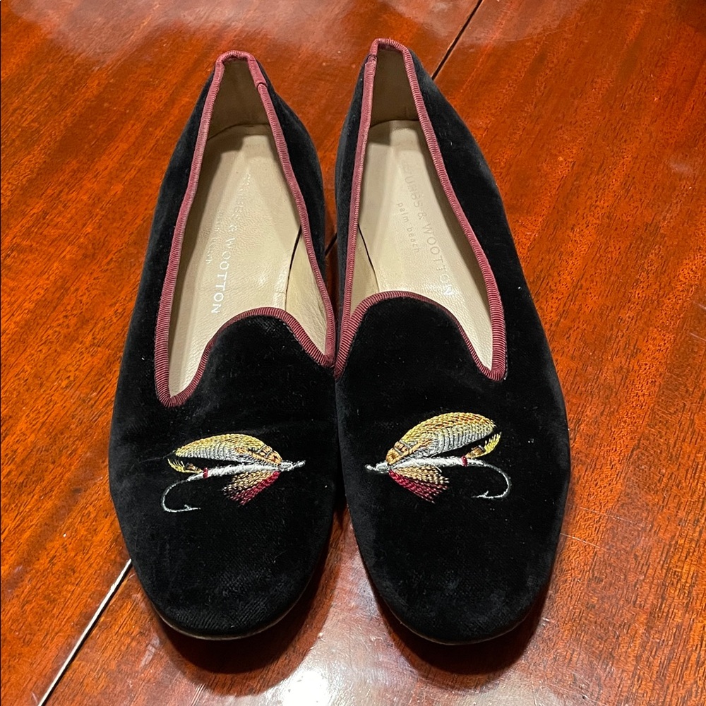 Stubbs & Wootton Black Velvet Trout-Fly Slippers